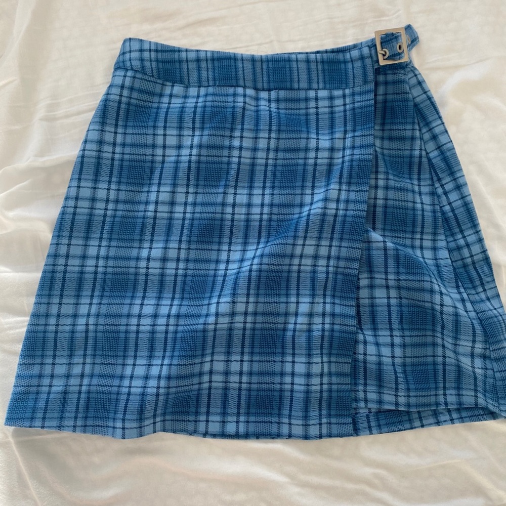 Brandy Melville Blue Plaid Skirt